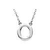 Uppercase Block Letter O Initial Pendant Necklace 16" Solid 14K White Gold or Sterling Silver