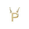 Uppercase Block Letter P Initial Pendant Necklace 16" Solid 14K Yellow Gold 