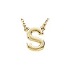 Uppercase Block Letter S Initial Pendant Necklace 16" Solid 14K Yellow Gold 