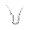 Uppercase Block Letter U Initial Pendant Necklace 16" Solid 14K White Gold or Sterling Silver