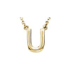 Uppercase Block Letter U Initial Pendant Necklace 16" Solid 14K Yellow Gold 