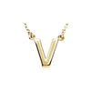 Uppercase Block Letter V Initial Pendant Necklace 16" Solid 14K Yellow Gold 