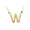 Uppercase Block Letter W Initial Pendant Necklace 16" Solid 14K Yellow Gold 