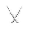 Uppercase Block Letter X Initial Pendant Necklace 16" Solid 14K White Gold or Sterling Silver