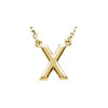 Uppercase Block Letter X Initial Pendant Necklace 16" Solid 14K Yellow Gold 