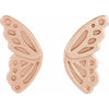 Butterfly Wing Stud Earrings Solid 14K Rose Gold 