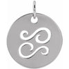 Cancer Zodiac Sign Disc Charm Pendant Solid White Gold