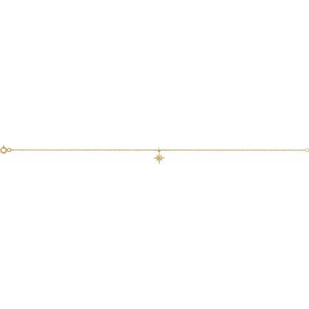 Celestial Star Solid 14K Gold Anklet 9"