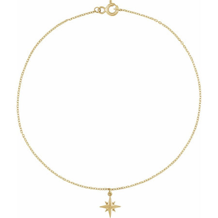 Celestial Star Solid 14K Gold Anklet 