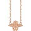 Cherub Angel 16" Necklace Solid Rose 14K Gold 