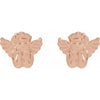 Cherub Angel Stud Earrings Solid 14K Rose Gold