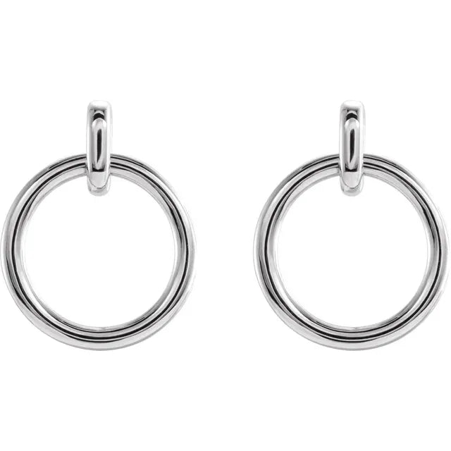 Circle Dangle Drop Wear Everyday® Solid 14K White Gold or Sterling Silver Earrings