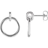 Circle Dangle Drop Wear Everyday® Solid 14K White Gold or Sterling Silver Earrings