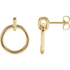 Circle Dangle Drop Wear Everyday® Solid 14K Yellow Gold Earrings