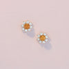 Flower Power Natural Citrine & Diamond Stud Earrings in Solid 14K Yellow Gold
