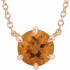 Citrine 5 MM Solitaire 18" Necklace Solid 14K Rose Gold 