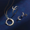 Crescent Moon Beam Bling Natural Diamond Necklace Solid Gold 