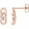 Curb Chain Link Dangle Drop Earrings Solid 14K Rose Gold 