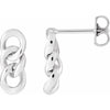 Curb Chain Link Dangle Drop Earrings Solid 14K White Gold 