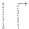 Diamond Bezel-Set Dangle Drop Chain Earrings Solid 14K White Gold 