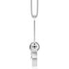 Diamond Bail Charm Necklace 16" Paperclip Style Chain Solid 14K White Gold 