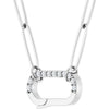 Diamond Bail Charm Necklace 16" Paperclip Style Chain Solid 14K White Gold 