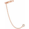 Single Natural Diamond Ear Cuff with Chain 14K Solid Rose Gold