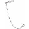 Single Natural Diamond Ear Cuff with Chain 14K Solid White Gold or Sterling Silver