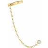 Single Natural Diamond Ear Cuff with Chain 14K Solid Yellow Gold