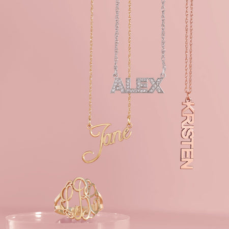 Custom Personalized Natural Diamond Nameplate Necklace
