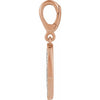 Rose gold diamond charm pendant with a clasp on a white background