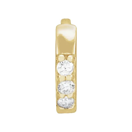 8 MM Natural Diamond Hinged Huggie Hoop Single Earring Solid 14K Yellow Gold