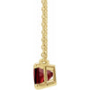 Solitaire Birthstone Emerald Shape Claw Prong Natural Mozambique Garnet Gemstone 18" Solid Yellow Gold Necklace