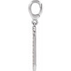 White gold dog tag charm on a white background