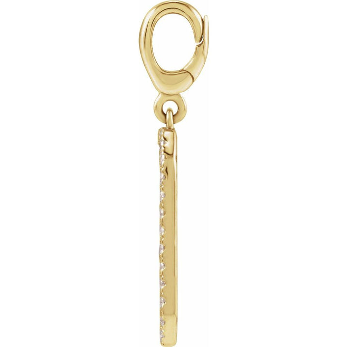 Yellow Gold charm with diamonds on a white background