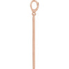 Engravable rose gold diamond vertical bar pendanton a white background