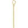 Engravable yellow gold diamond vertical bar charm pendant side view on a white background