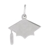 White gold graduation cap pendant on a white background