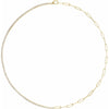 50/50 Lab-Grown Diamond Line & Paperclip Chain Necklace Solid 14K Yellow Gold 