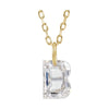 Gold necklace with a floating diamond b initial on a white background