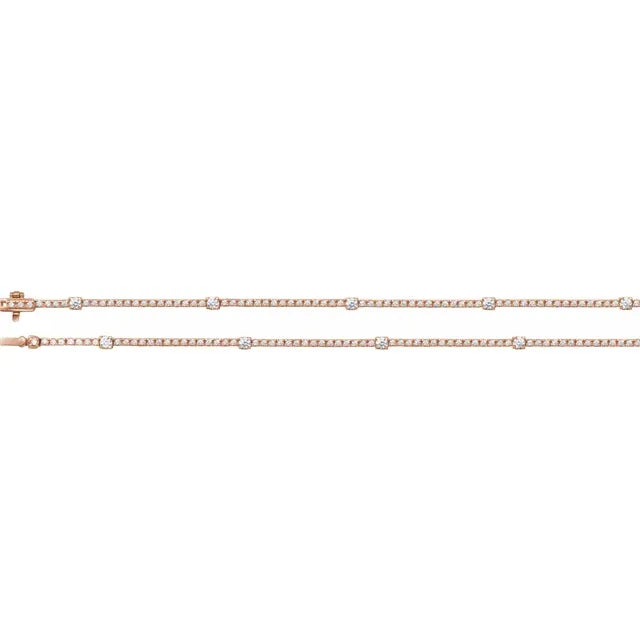 Lab-Grown 4 CTW Diamond 16" Necklace in Solid 14K Rose Gold 