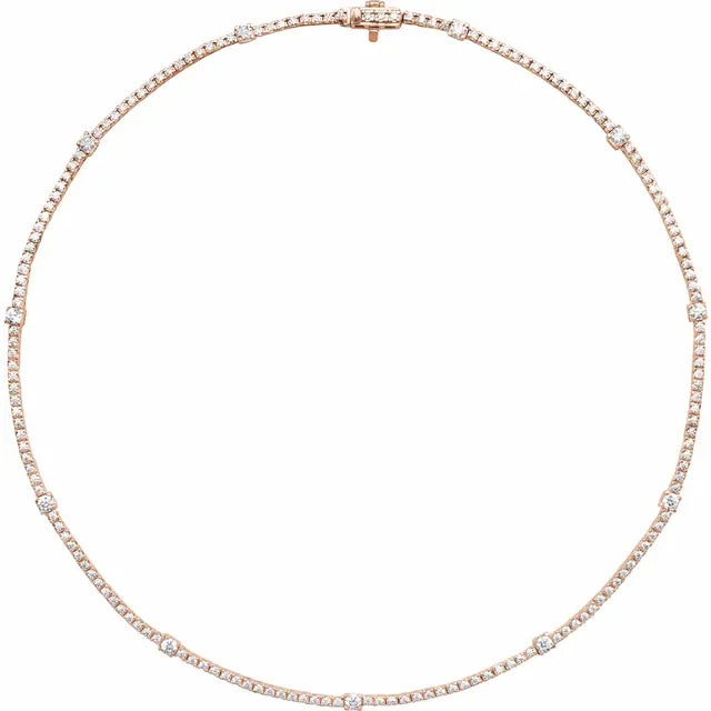 Lab-Grown 4 CTW Diamond 16" Necklace in Solid 14K Rose Gold 