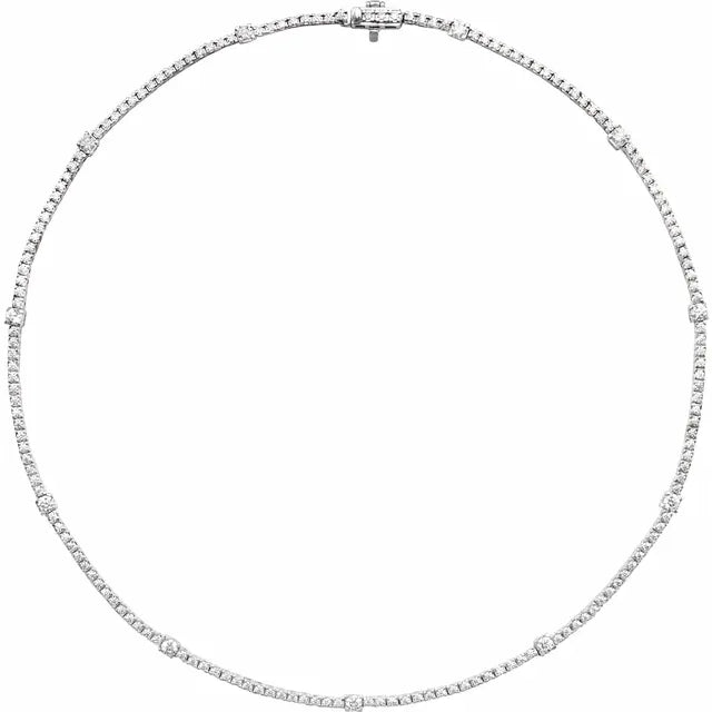 Lab-Grown 4 CTW Diamond 16" Necklace in Solid 14K White Gold 