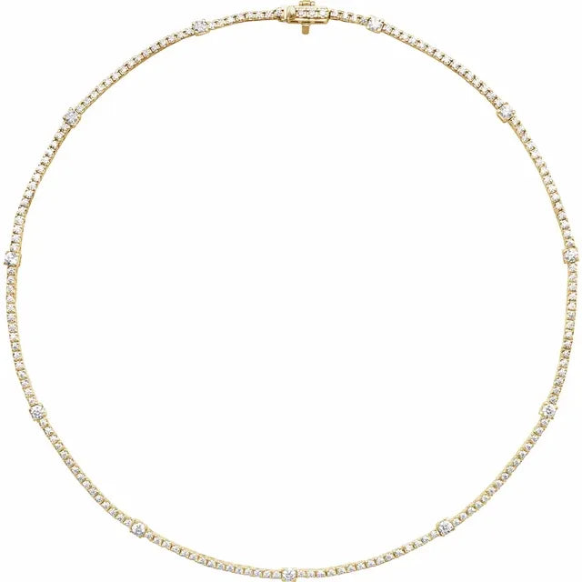Lab-Grown 4 CTW Diamond 16" Necklace in Solid 14K Yellow Gold 