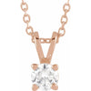 4 MM 1/4 CT Lab-Grown Diamond Solitaire Adjustable Necklace 14K Rose Gold