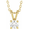 4 MM 1/4 CT Lab-Grown Diamond Solitaire Adjustable Necklace 14K Yellow Gold