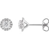 French-Set Diamond Halo Lab-Grown Diamond Stud Earrings 3/4 CTW Solid 14K White Gold 
