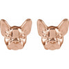 Frenchie French Bulldog Stud Earrings Rose 14K Gold