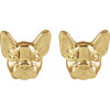 Frenchie French Bulldog Stud Earrings Yellow 14K Gold