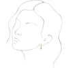 White Cultured Freshwater Pearl Dangle 12 MM Hoop Earrings in Solid 14K Yellow Gold on Model Rendering
